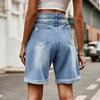 Pantaloncini casual in denim strappato alla moda da donna