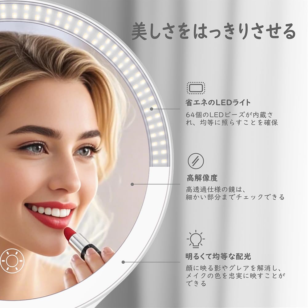 Spiegel mit LED-Licht Luxspire LED-Lichtspiegel Schminkspiegel Handspiegeltyp Schauspielerspiegel Klappbar Tischaufsteller Wandhängend Hollywoodspiegel Make-up