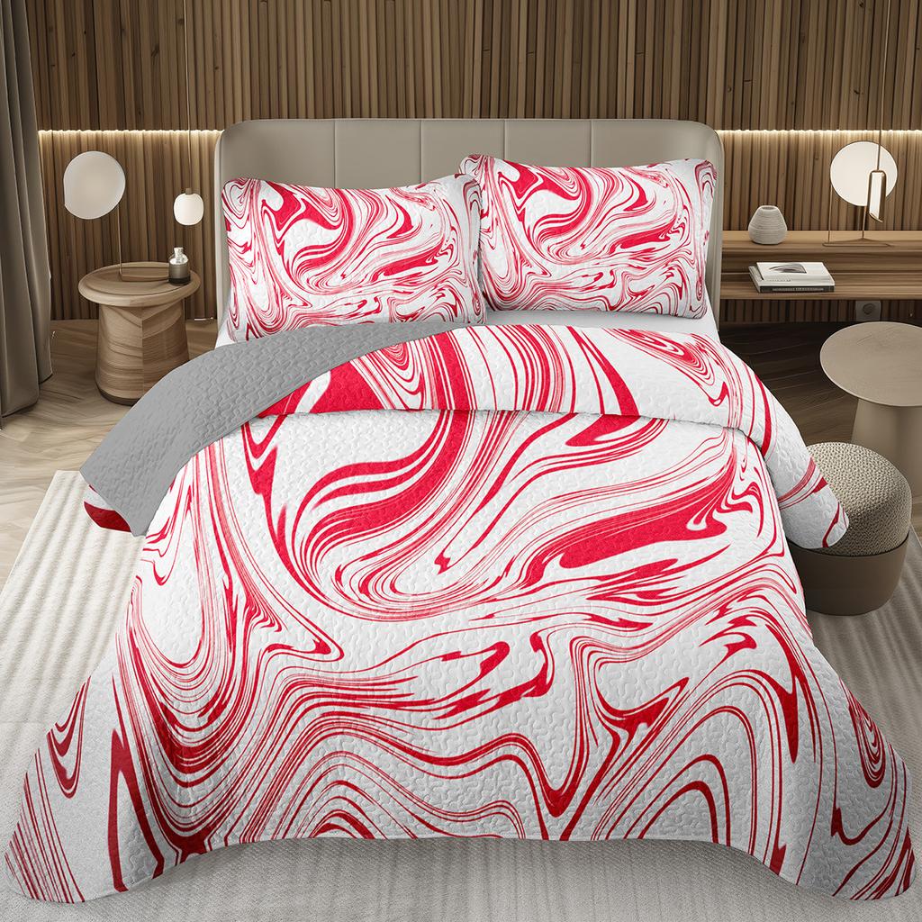 Marble Bedspread Set Soft Lightweight Stone Print Coverlet Bed Spreads, Farmhouse Modern Thin Quilted Bedding Sets for Women Men