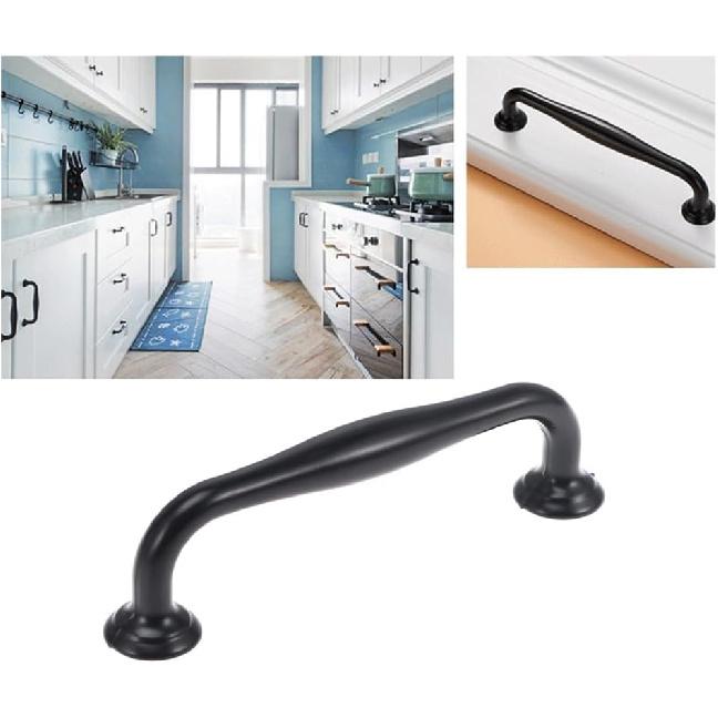 Matte Black Flat Door Handle Hardware Solid Aluminum Cabinet Pulls with Screws 4.49 Inch for Kitchen Cabinets Bedroom Dressers Wardrobes Furniture