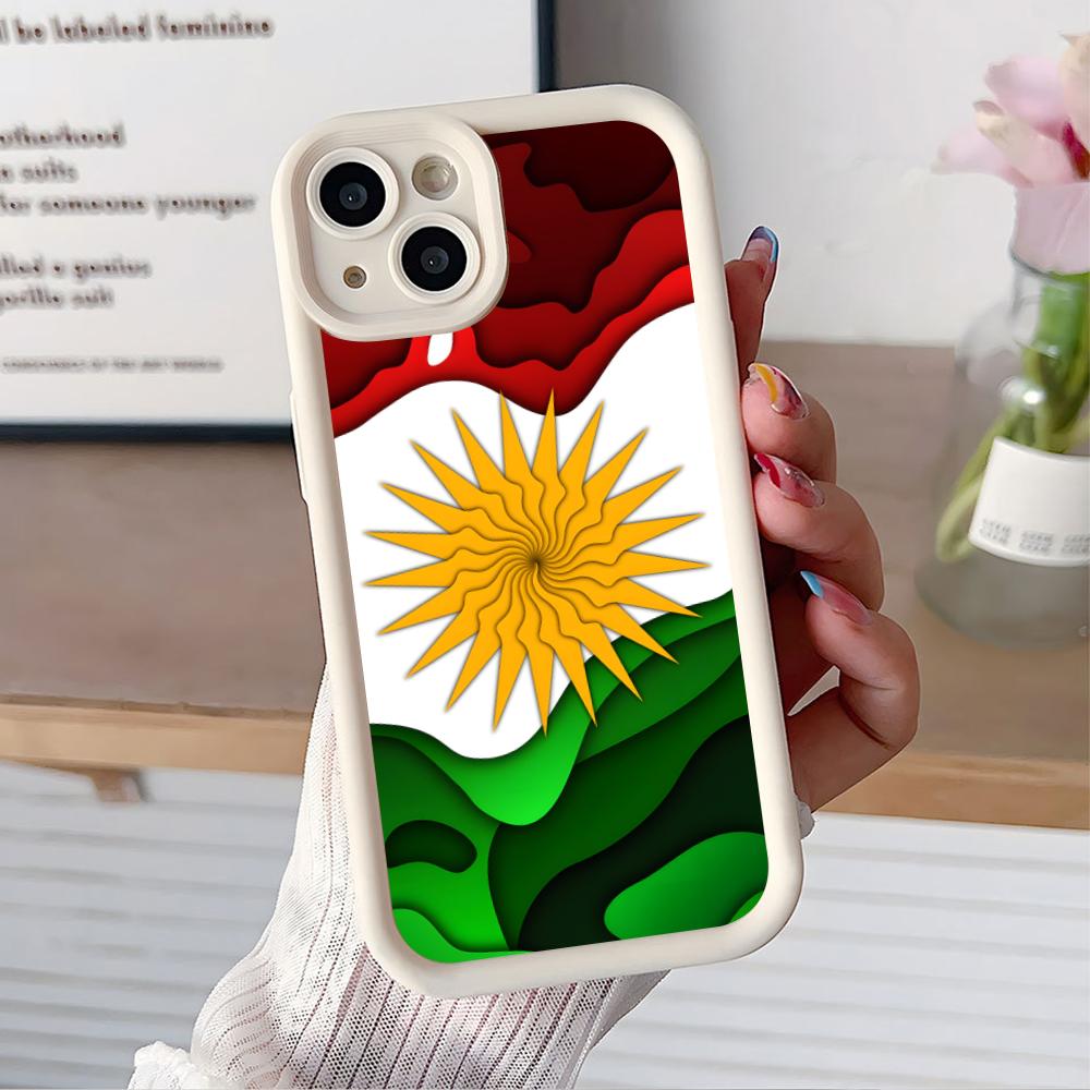 Kurdistan Flag Thicken TPU Mobile Phone Case for iPhone 17 16 15 14 13 12 11 Air Pro Max Plus Colorful Cover