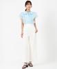 Mishmash Short Sleeve Blouse with Ruffles and Sheer Bow Blue Women's Tie,