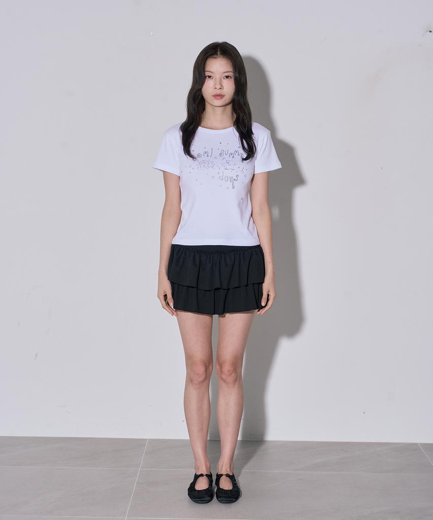 5OML Sunny Days Silver Print Short Sleeve White