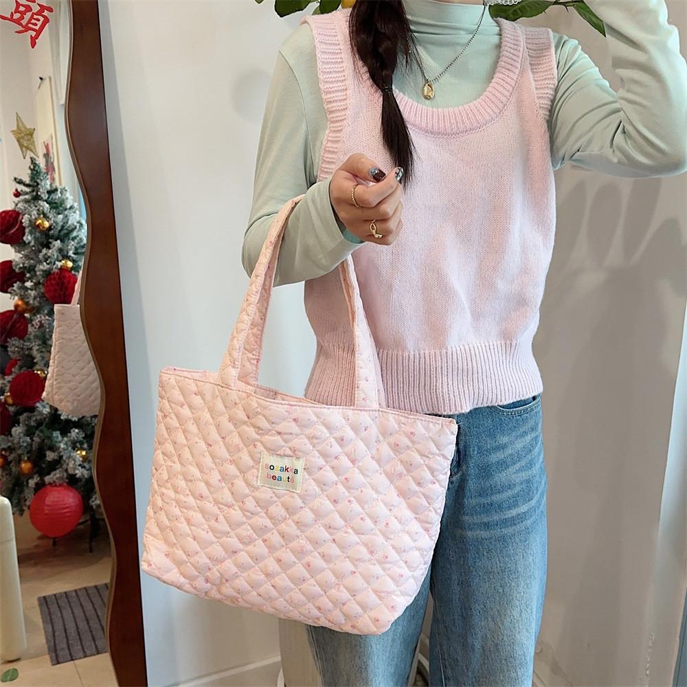 Chic Quilted Large Capacity Tote Bag For Women Soft Shoulder Commuter Bag