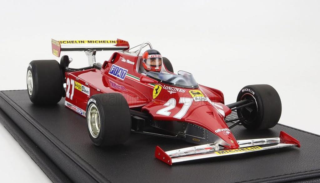 GP REPLICAS 1/18 Ferrari F1 126 CK #27 Villeneuve 1981 Monaco GP with Driver Figure GILLES VILLENEUVE Top Marques Miniature Car