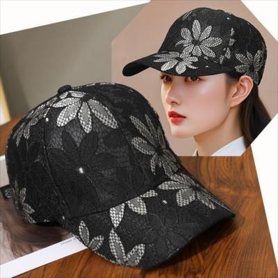 Elegant Adjustable Baseball Caps Breathable Sun Protection Sports Cap Lace Flower Sun Hats Summer