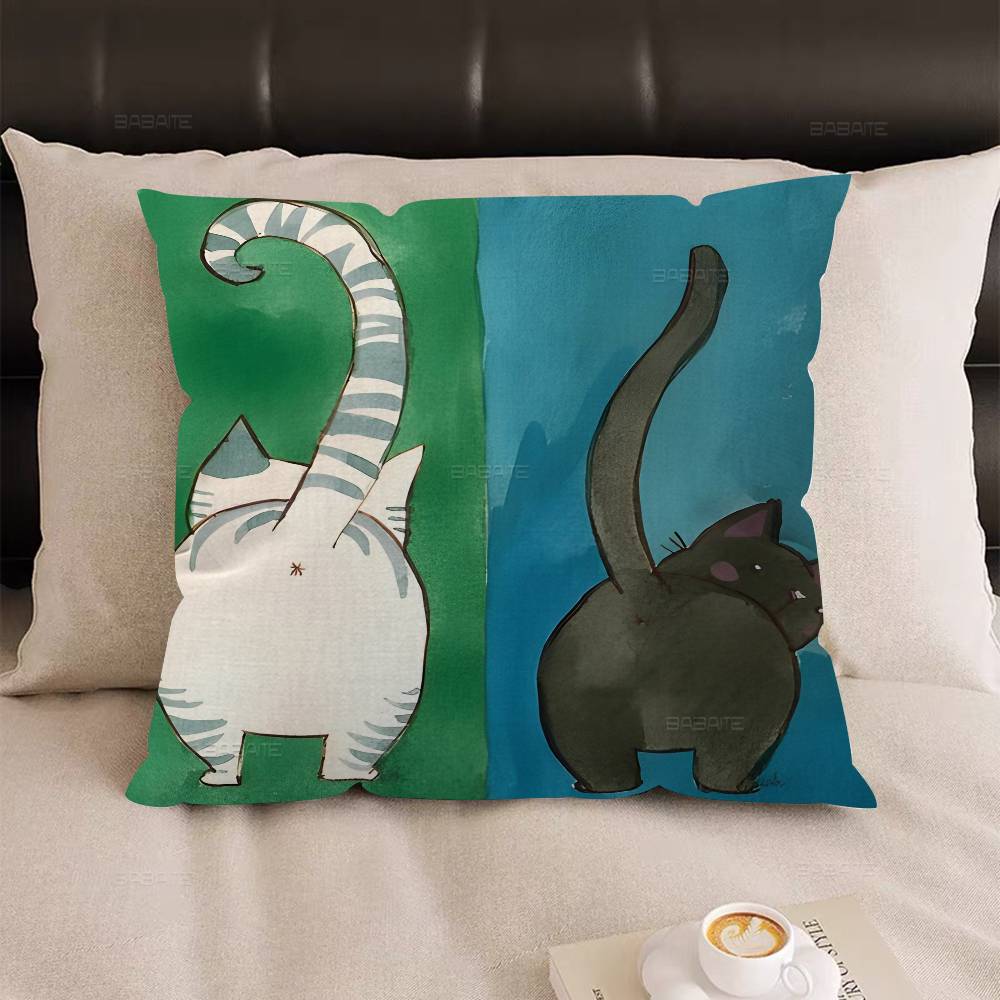 Kawaii Anime Katt Söt Dekorativ Rum Estetik Kuddfodral Heminredning Sovrum Soffa Säng Soffa Kuddfodral 45x45