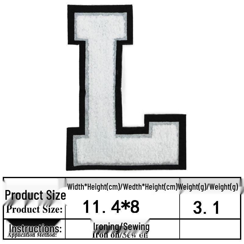 

11,4 см Белая шенильная термоаппликация в виде буквы и цифры для курток и униформы