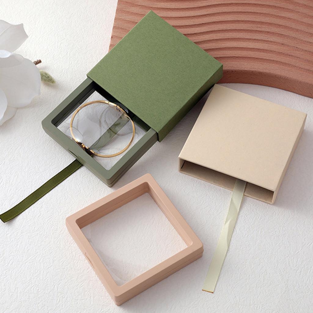 Color Plastic Suspended Floating Display Cases Earring Coin Gems Rings Jewelry Storage PE Membrane Stand Drawer Box