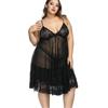 Camisón Transparente de Encaje Europeo y Americano para Mujer de Talla Grande