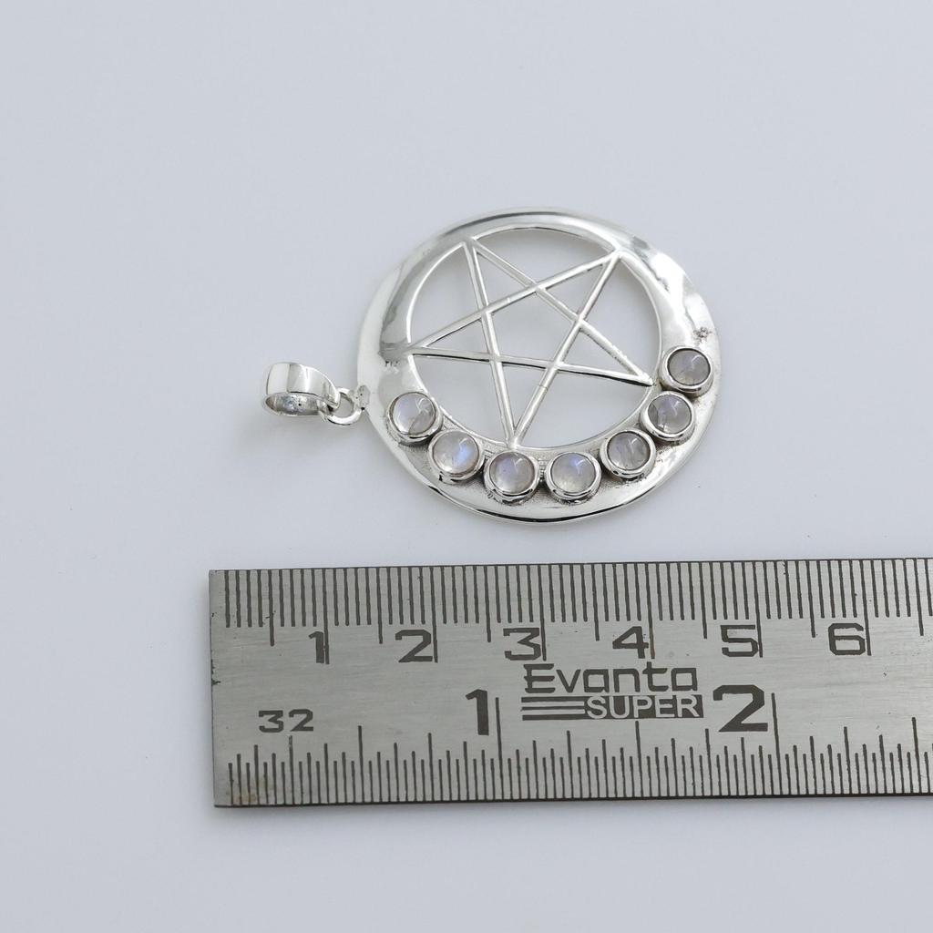 Moonstone Pendant, Moon Star Silver Pendant, Silver Charm Jewelry, 925 Sterling Silver Handmade Jewelry Ap7117