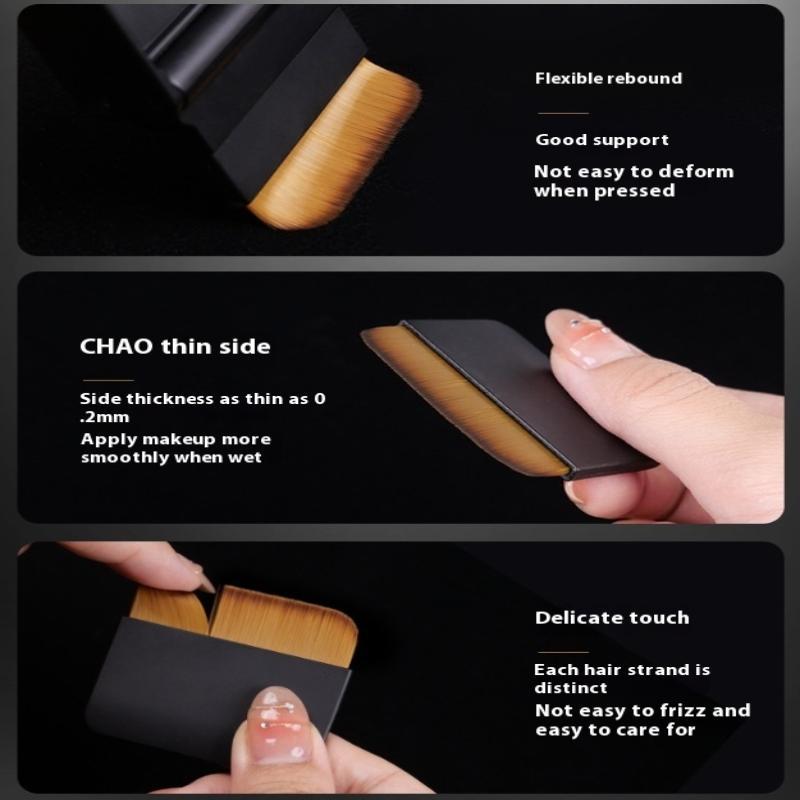 Portable Traceless Soft Flat Foundation Brush Set Ultra-Thin With Built-In Mirror One-Character Design Flawless Base Makeup