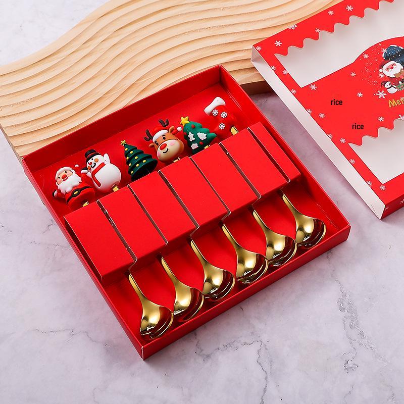 

Stainless Steel Christmas Cutlery Set: Cute Spoon, Fork, and Stirring Spoon for Coffee & Fruit