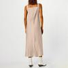Women's Fashionable Color Square Neck Adjustable Shoulder Strap Casual Cotton And Linen Long Dress