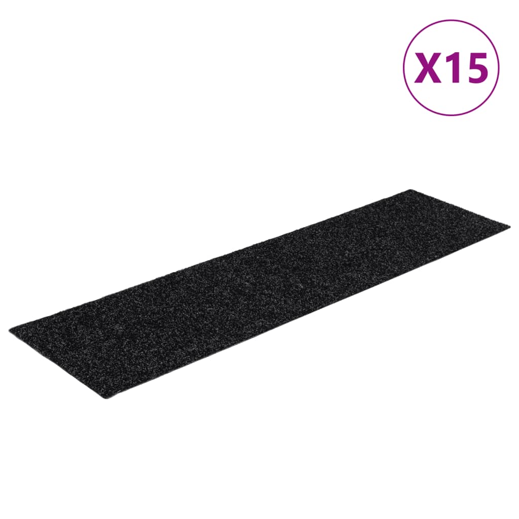Vidaxl Samoprzylepne Nakładki Na Schody, 15 Szt., 76X20 Cm, Czarne