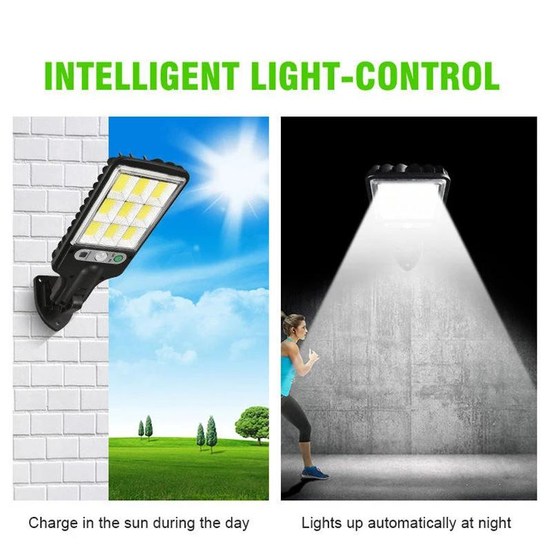Solar Street Lights Outdoor Waterproof Motion Sensor Wall LED Lamp with 3 Lighting Mode Solar Powered Lights for Garden