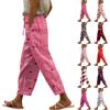 Damen Freizeithose Modische Print Kordelzug Taschen Elastische Taille Hose