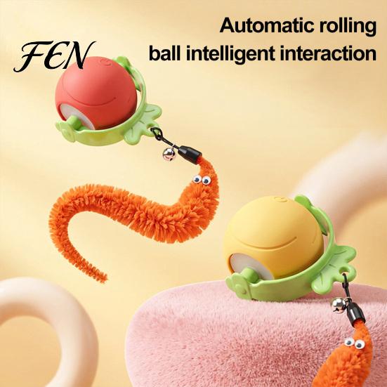 Indoor Cat Entertainment Interactive Ball, Self Rolling Ball with Bell And Detachable Plush Tail, Automatic Obstacle Avoidance, Rechargeable Light for