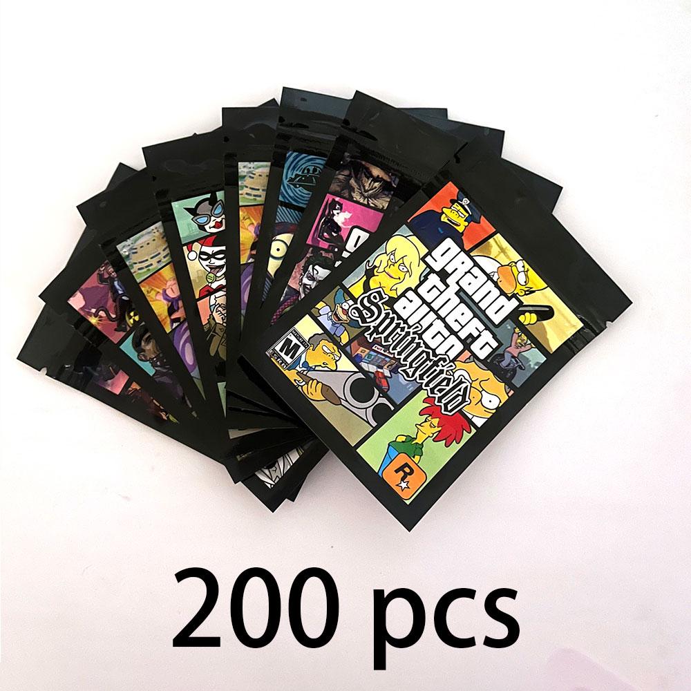 200 pcs Foil Plastic Bags Baggie Pouch Waterproof Jewelry Coffee Bean Candy 7x10M Portable Ziplock Storage Bag Various Patterns