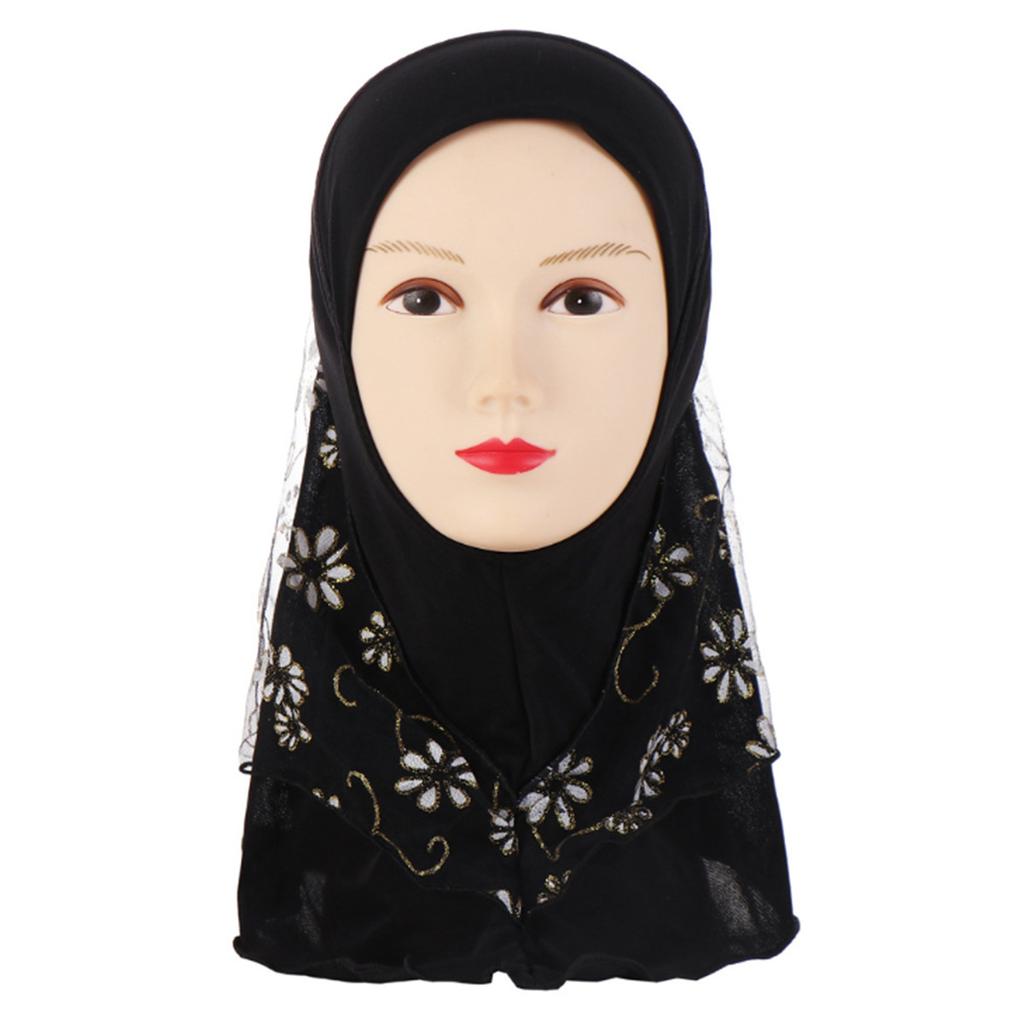Muslim Children Kids 2 Layer Girls Islamic Scarf Arab Shawls Hijab For 7-11-Year Muslim Children