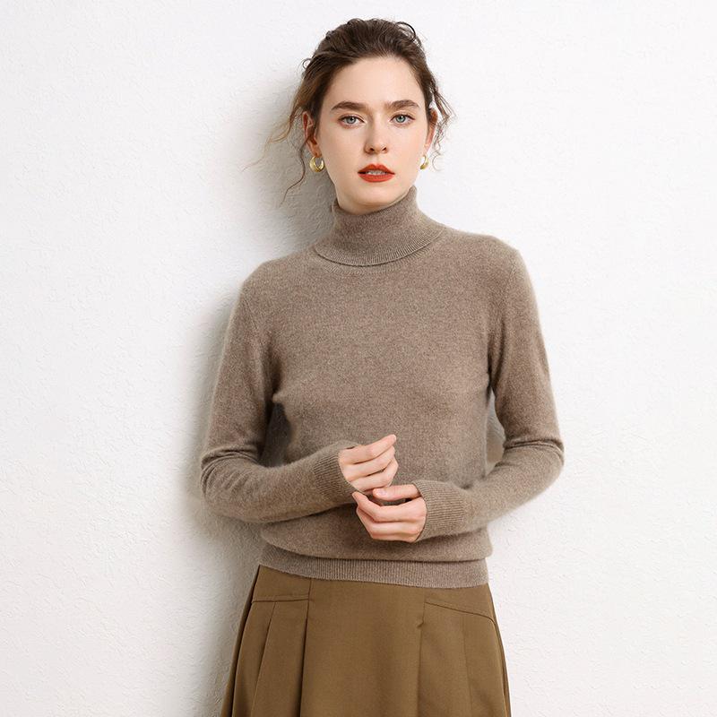 Women's High Neck Cashmere Sweater - Loose Fit, Pure Color, Thickened for Autumn/Winter