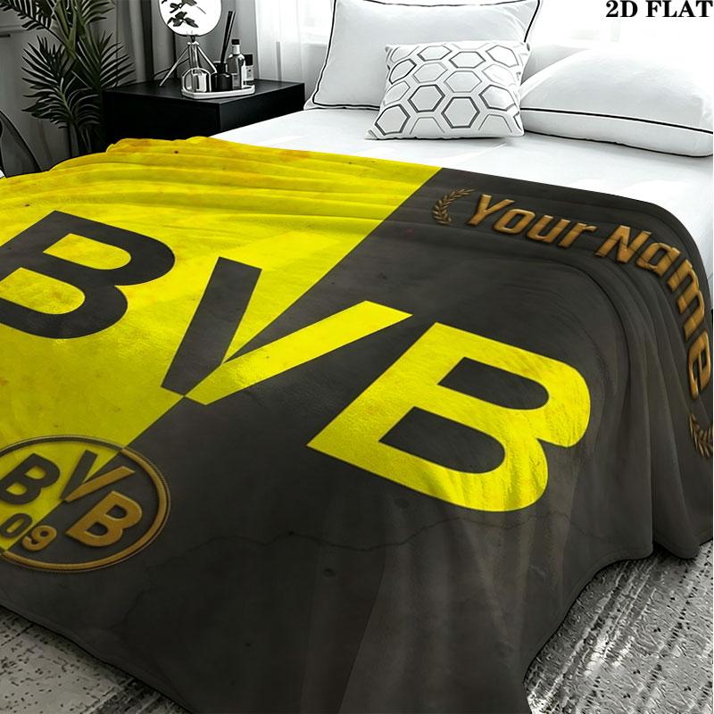1PC Borussia Custom Name Patterned Flannel Blanket Suitable For All Seasons for Home Decor Warmth and Comfort Gifts Holiday Present