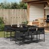 Vidaxl 7-Cz. Garden Furniture Set With Cushions, Black, Poly Rattan
