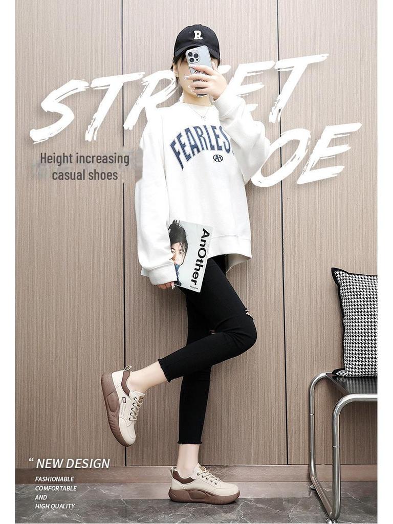 XQ5801 2024 Spring Women's Height-Increasing Casual Thick-Soled Korean Sports Shoes