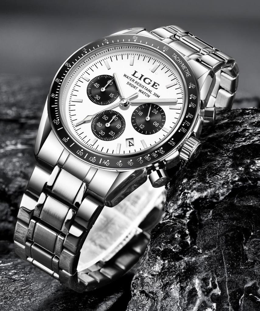 LIGE Elegant Men's Multifunctional Waterproof Wristwatch with Luminous Quartz & Calendar 89137
