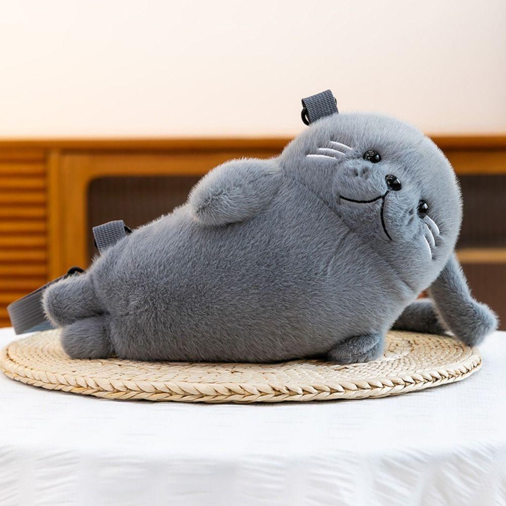 Adorable Seal Shoulder Pouch Soft Plush Crossbody Bag Creative Cartoon Seal Handbag  Students