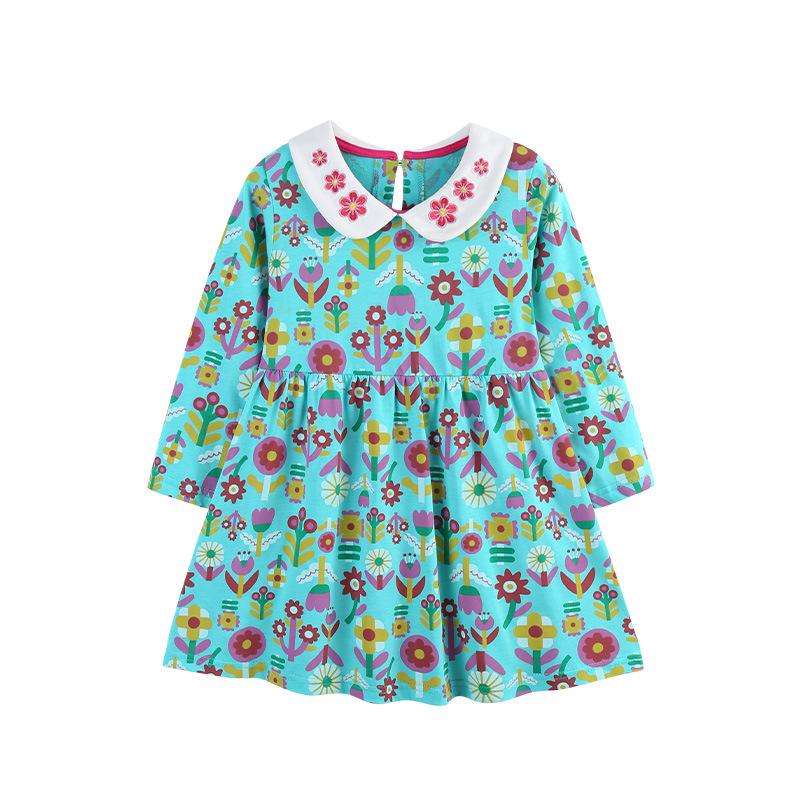 European Style Autumn Floral Princess Dresses for Girls - New Arrival Children s Clothing 2Y (90cm)