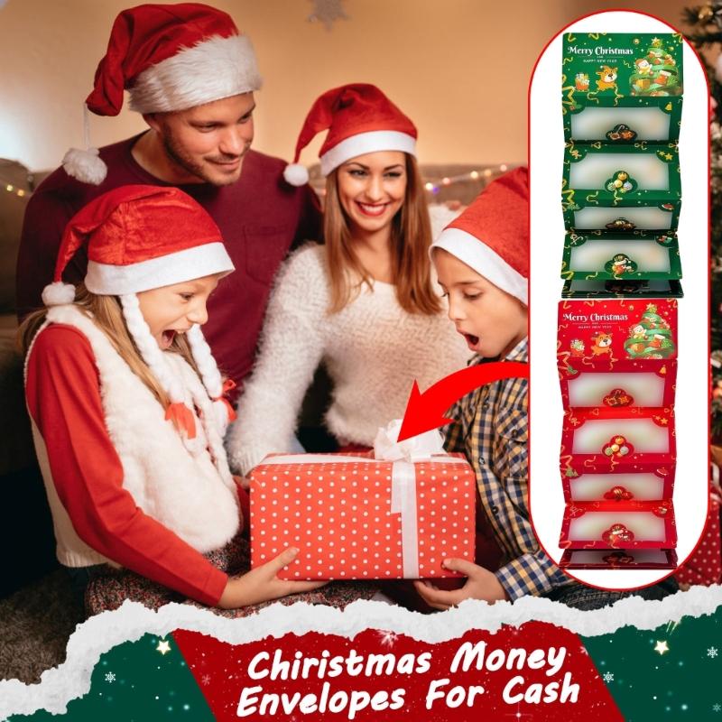 Feiertags-Umschlag mit 6 geheimen Kartentaschen Weihnachts-Geldhalter Unisex Mehrere Fächer Geldhalter