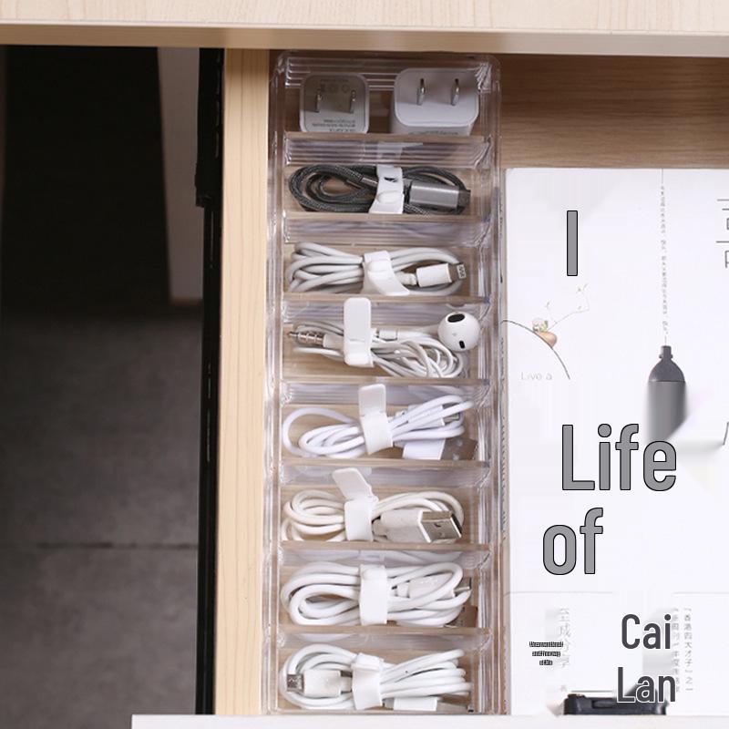 Transparent Multi-Grid Desktop Cable Organizer and Winder