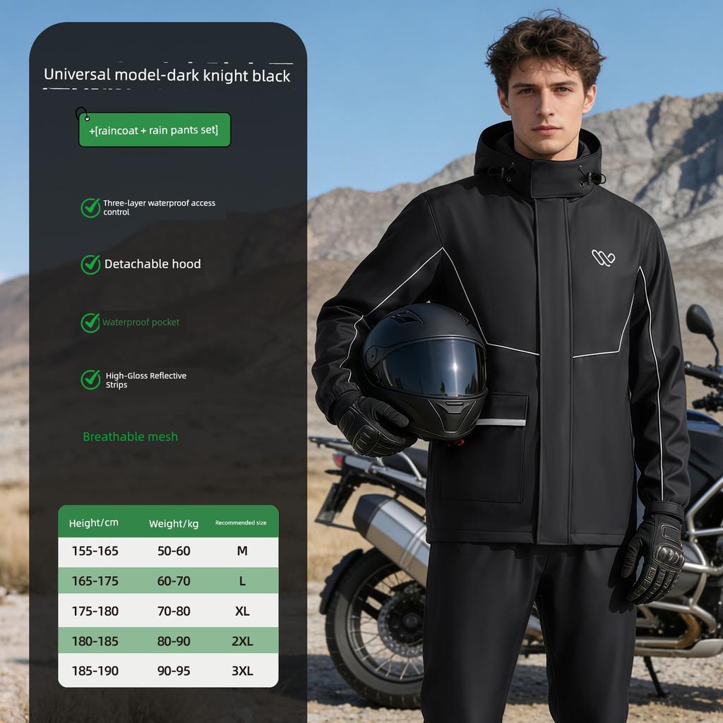 Motorcycle Riding Raincoat Suit for Delivery Riders, Men's Full-Body Anti-Storm Split-Type Riding Gear
