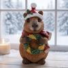 Whimsical Animal Ornaments for Courtyard Christmas Capybara Resin Figurine, Statue with Santa Hat Scarf Wreath, Artistic Crafts Windowsill