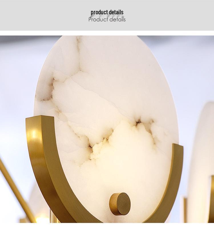 Modern Marble Copper Chandelier: Designer Round Lighting for Living Room, Restaurant, or Bedroom