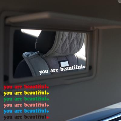 The Text Car Stickers You Are Beautiful Interior Decoration Rear View Mirror  Stickers Creative Sport Pvc Vinyl Decals