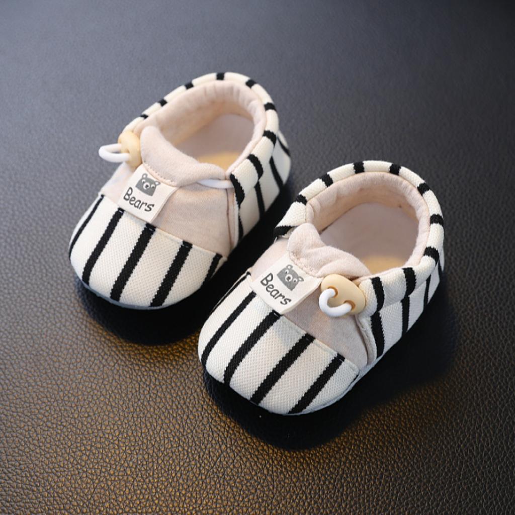 Baby Pre- Soft Shoes for Boys and Girls - Black Vertical Stripes Spring Fall Casual