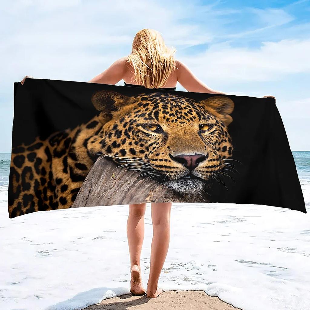 Cheetah Print Sand Free Beach Towel Absorbent Bath Towel Extra Large Hand Towels Quick Dry Towel for Swimming Bathroom Spa Pool