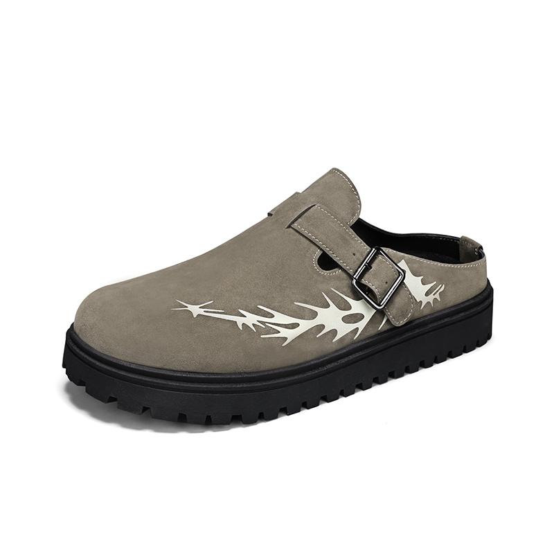 

Мужские замшевые мюли на платформе, лоферы без задника, тапочки, полуботинки для мужчин, сандалии-слайды с закрытым носком, повседневная обувь с открытой пяткой 39