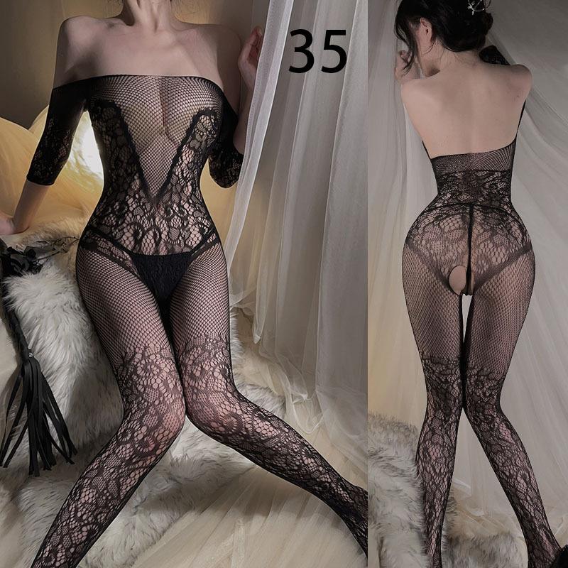 Sex underwear open crotch sexy temptation hollow transparent one-piece mesh clothes free open crotch mesh stockings stockings
