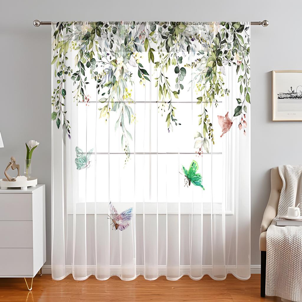1PC Wildflowers Curtain Home Decoration Spring Floating Window Curtain Suitable for Kitchen, Coffee Shop, Living Room,