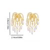 Irregular Metal Flower Earrings Vintage Exaggerated Earrings Pearl Tassel Earrings  Women