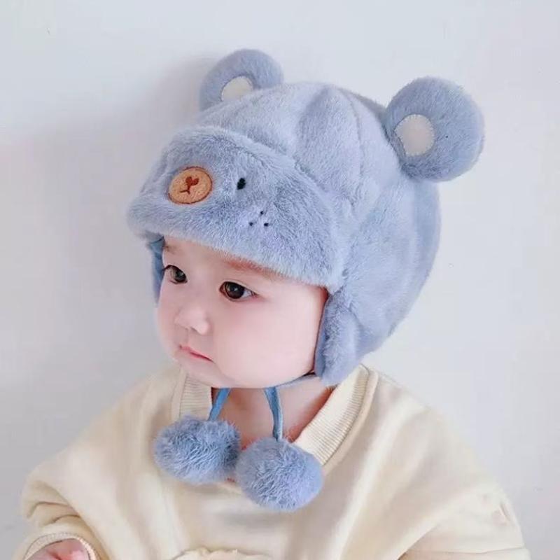 1ks Teplé Měkké Novorozenecké Čepice Krásná Zimní Dětská Čepice Medvídek Fleece Vlna Ochrana Uší Chlapecká Dívčí Čepice Beanie Pro Děti