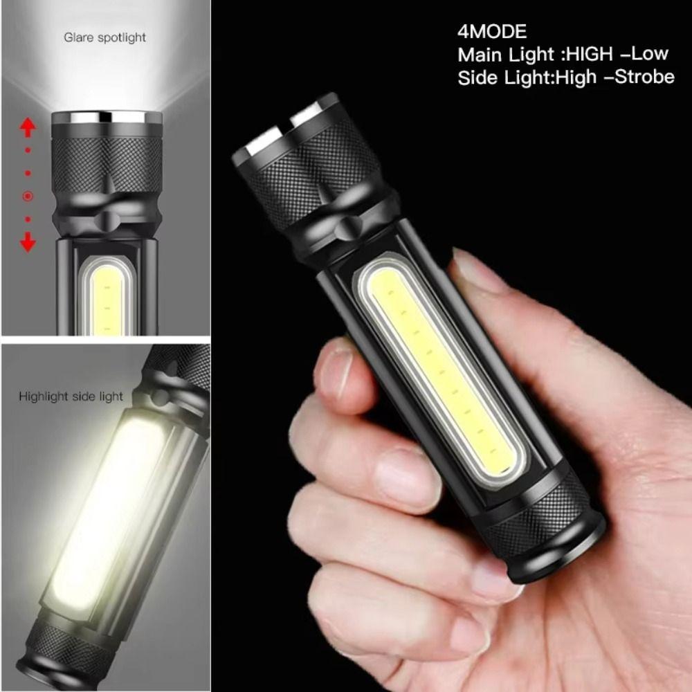 Compact Magnet Bottom Portable LED Flashlight Handheld Red Light Mini Camping Lamp Side Light Clip on Emergency Lighting Hiking