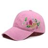 Retro Flower Embroidery Baseball Cap Washed Cotton Adjustable Floral Cap Baseball Hats For Man Women