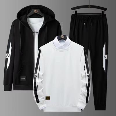 Spring And Autumn Plus Size Sweater Men 'S Daily Sports Suit Loose Three -Piece Suit