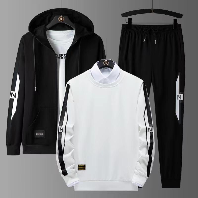 Autumn and Winter Tracksuits 3 Piece Men 'S Sports Suit Plus Size 8xl Men's Autumn and Winter Sweater Three Piece Set