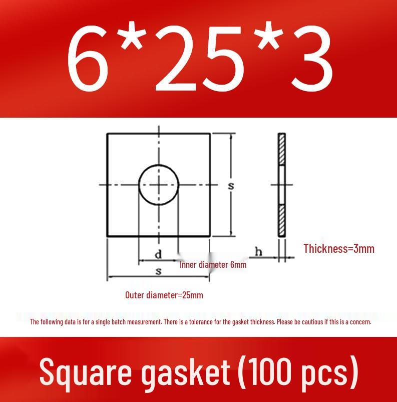 Thick Galvanized Square Iron Washer with Hole for M6-M24 Curtain Wall Use