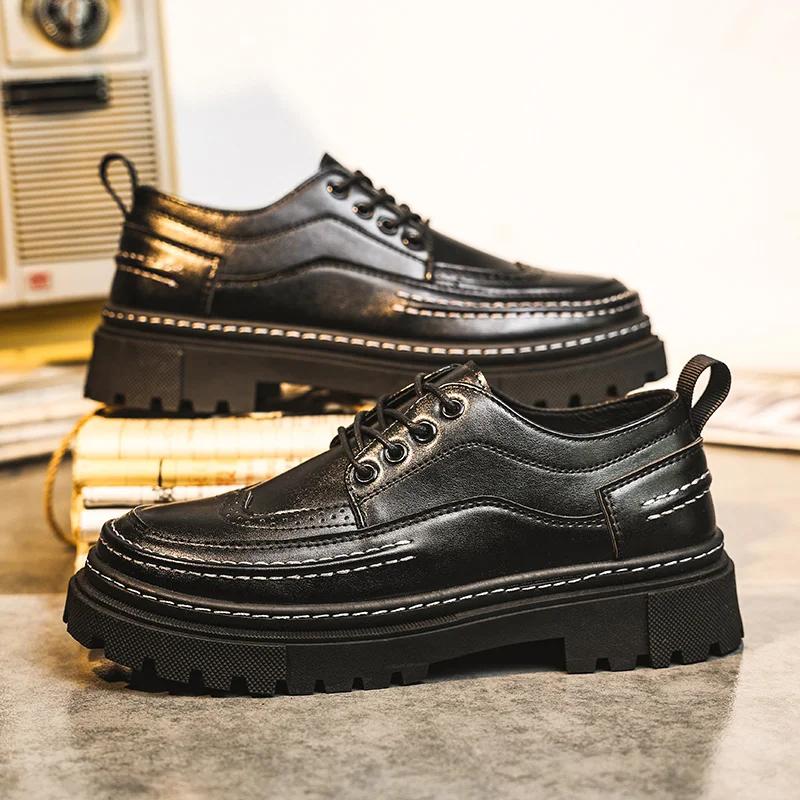 Men s Business Formal Leather Shoes Fashion Retro British Style Men s Leather Shoes Comfort Casual Men s Shoes Zapatillas Hombre 39 чёрный